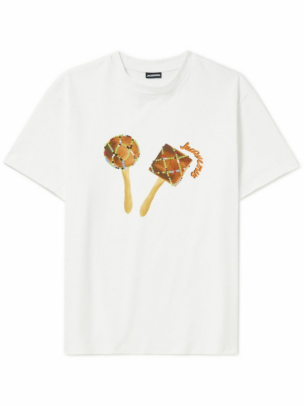 Photo: Jacquemus - Le Maracas Embroidered Logo-Print Cotton-Jersey T-Shirt - White
