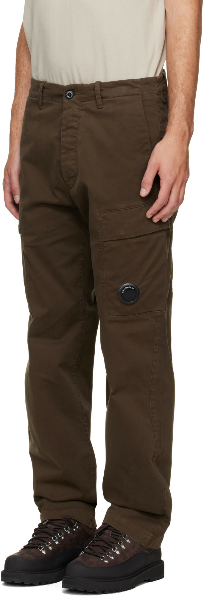 C.P. Company Khaki Stretch Sateen Regular Cargo Pants