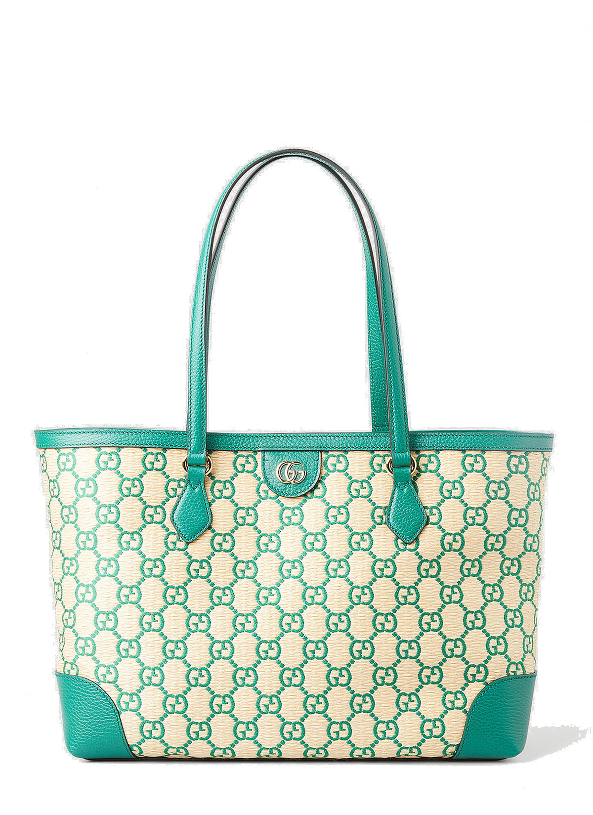 Ophidia Medium GG Tote Bag Green and Natural