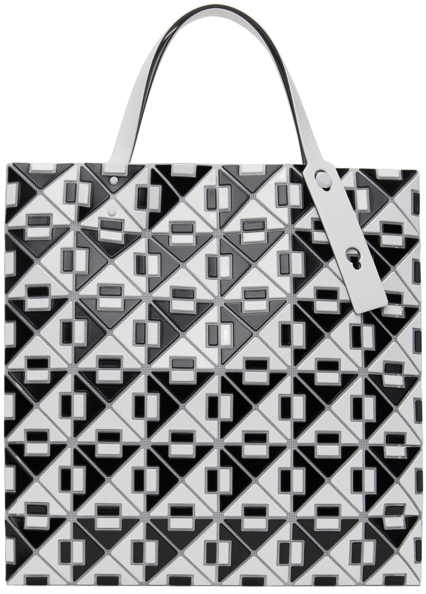 BAO BAO ISSEY MIYAKE White Black Connect 6x6 Tote Bao Bao Issey Miyake