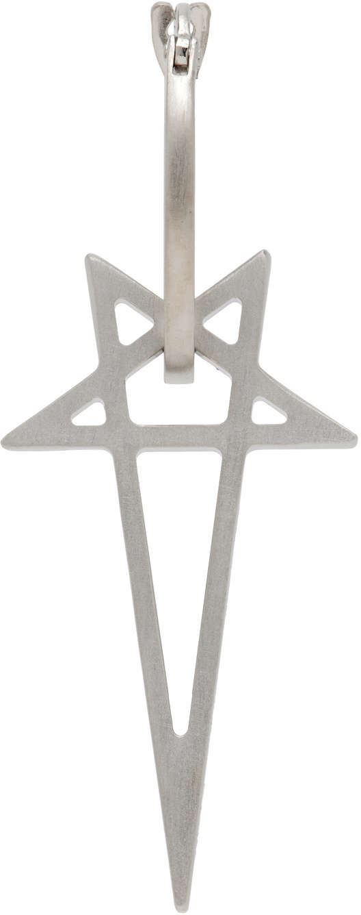 Rick Owens Silver Porterville Pentagram Single Earring