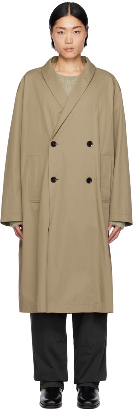 Photo: LEMAIRE Beige Wrap Collar Trench Coat