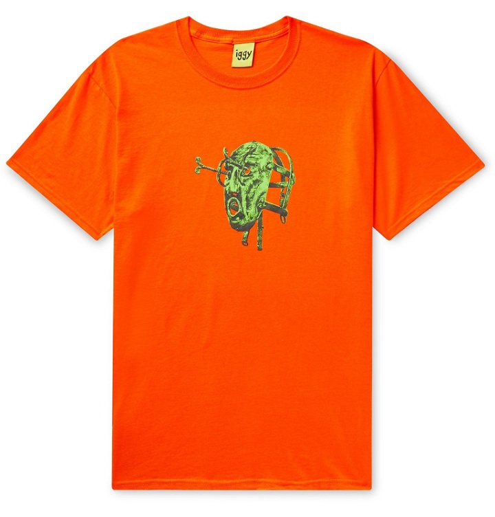 Photo: iggy - Printed Cotton-Blend Jersey T-Shirt - Orange