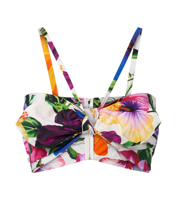 Photo: Dolce&Gabbana Bow-detail floral cotton bra top