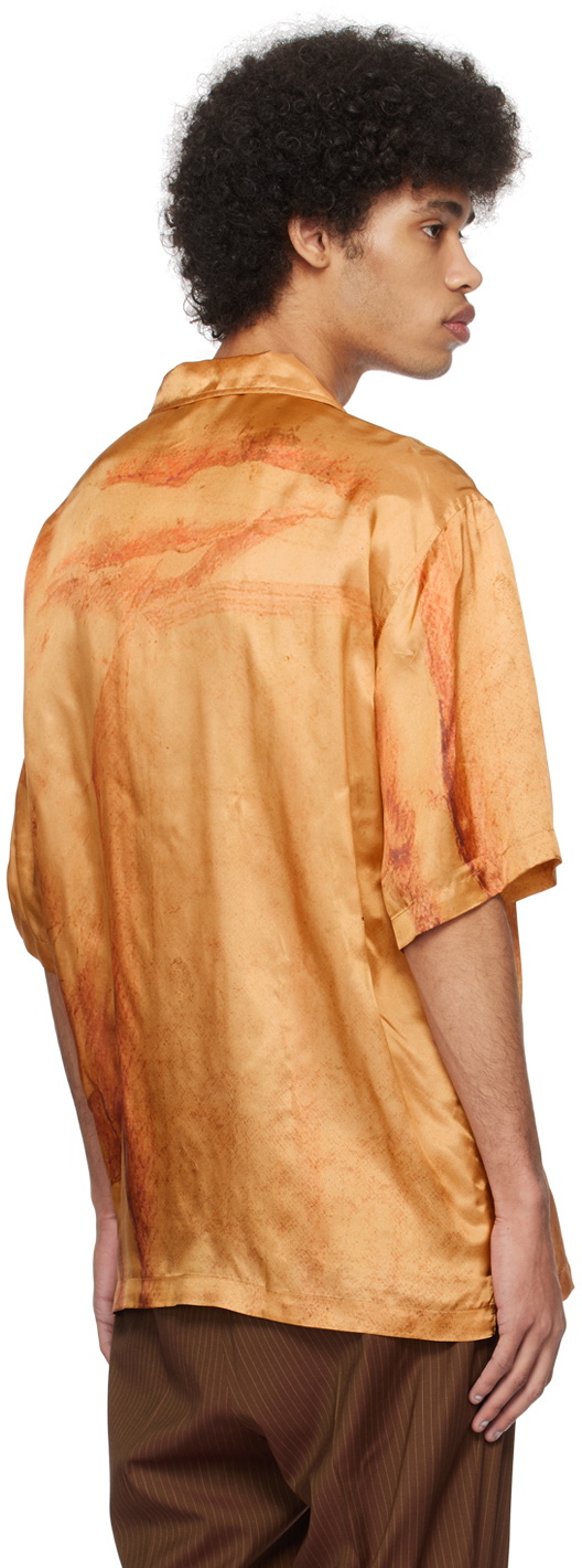 EGONlab Orange Open Spread Collar Shirt