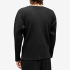 Homme Plissé Issey Miyake Men's Pleated Long Sleeve T-Shirt in Black