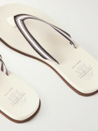 Brunello Cucinelli - Striped Grosgrain Flip Flops - White