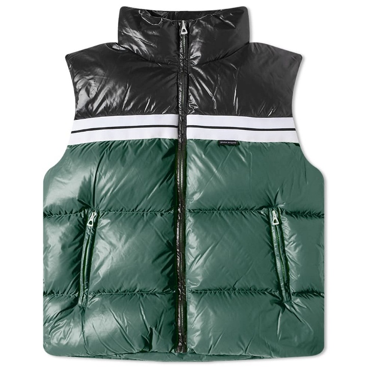 Photo: Palm Angels Men's Track Puffer Gilet in Green/Black