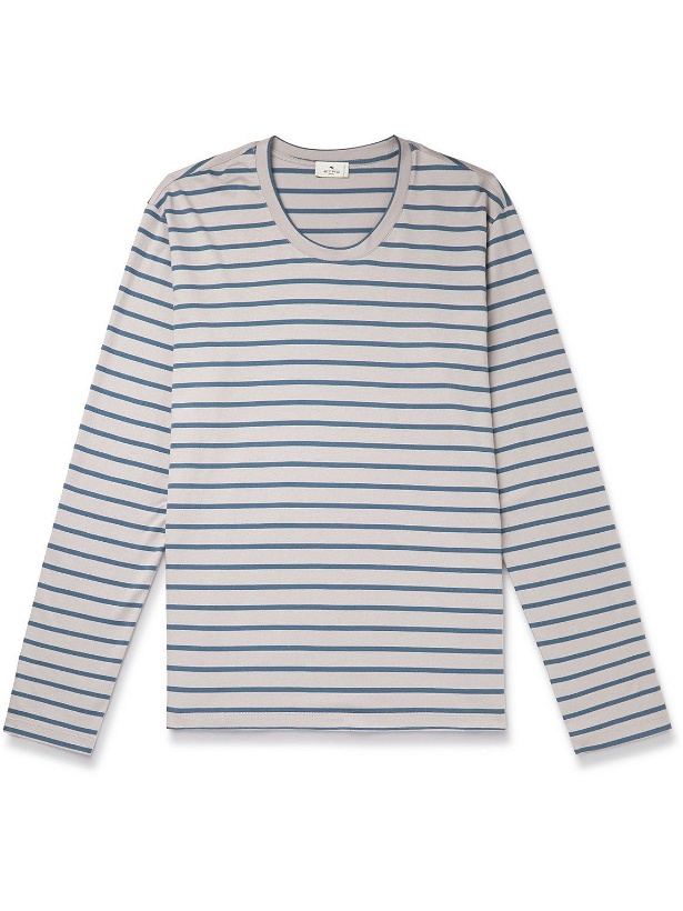 Photo: Etro - Striped Cotton-Jersey T-Shirt - Blue