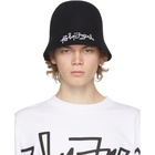 Palm Angels Black Felted Logo Bucket Hat