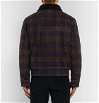 Tod's - Shearling-Lined Checked Wool Bomber Jacket - Navy
