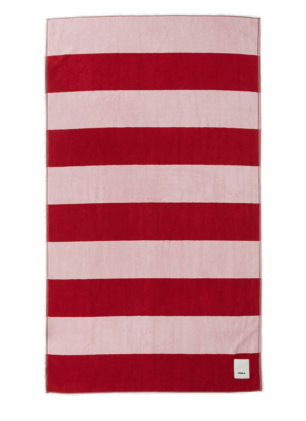 Photo: Block Stripe Beach Towel in Red