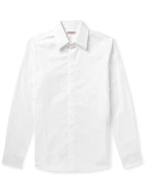 Photo: Valentino Garavani - Slim-Fit Cotton-Poplin Shirt - White