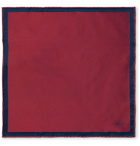 Brioni - Contrast-Tipped Silk-Twill Pocket Square - Red
