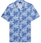 Altea - Slim-Fit Camp-Collar Printed Cotton Shirt - Men - Blue