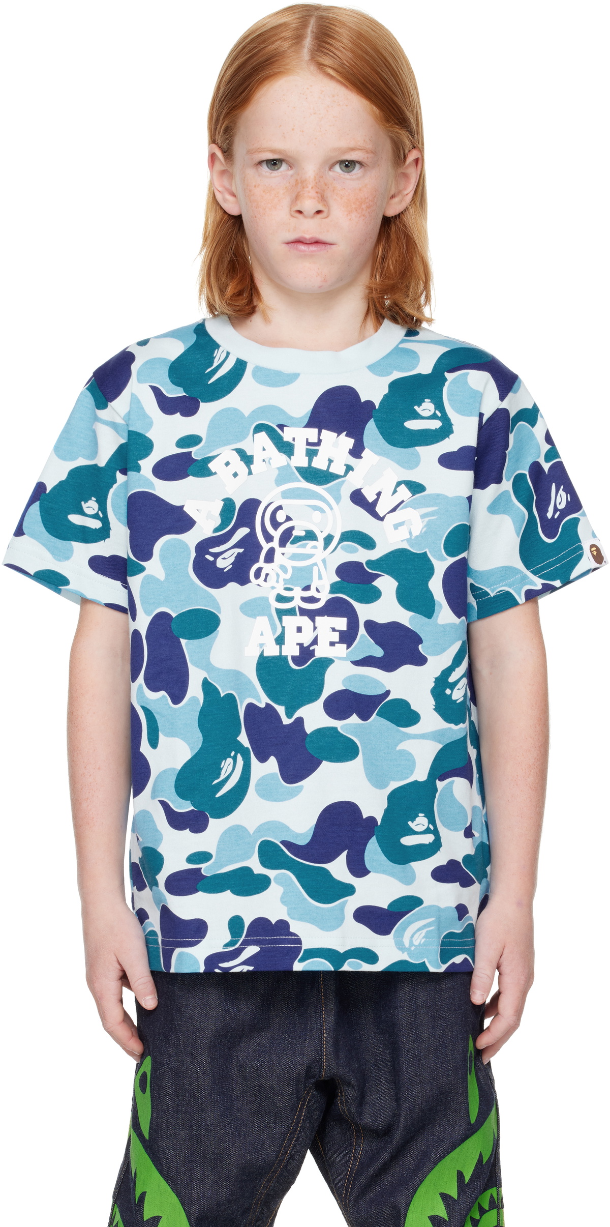 トップス BAPE ABC CAMO BABY MILO COLLEGE TEE BAPE Kids Blue ABC Camo Baby Milo College T-shirt A Bathing Ape