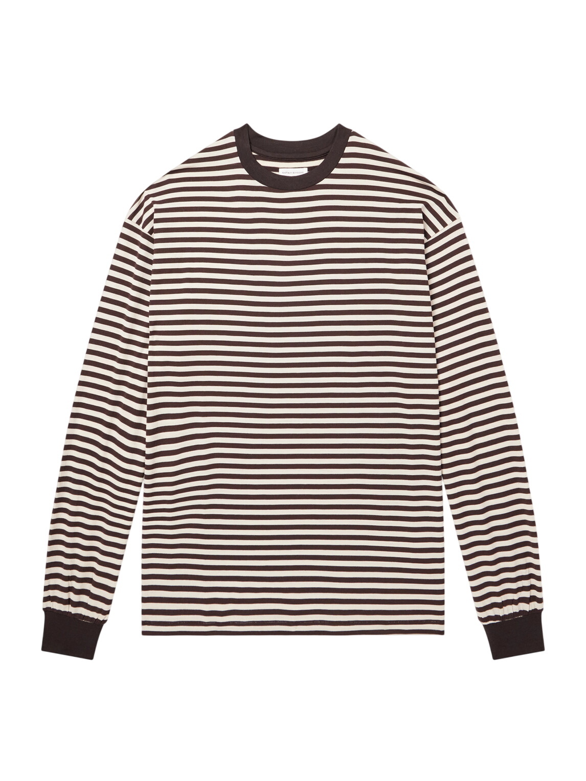 Kaptain Sunshine - Striped Wool-Jersey T-Shirt - Brown Kaptain