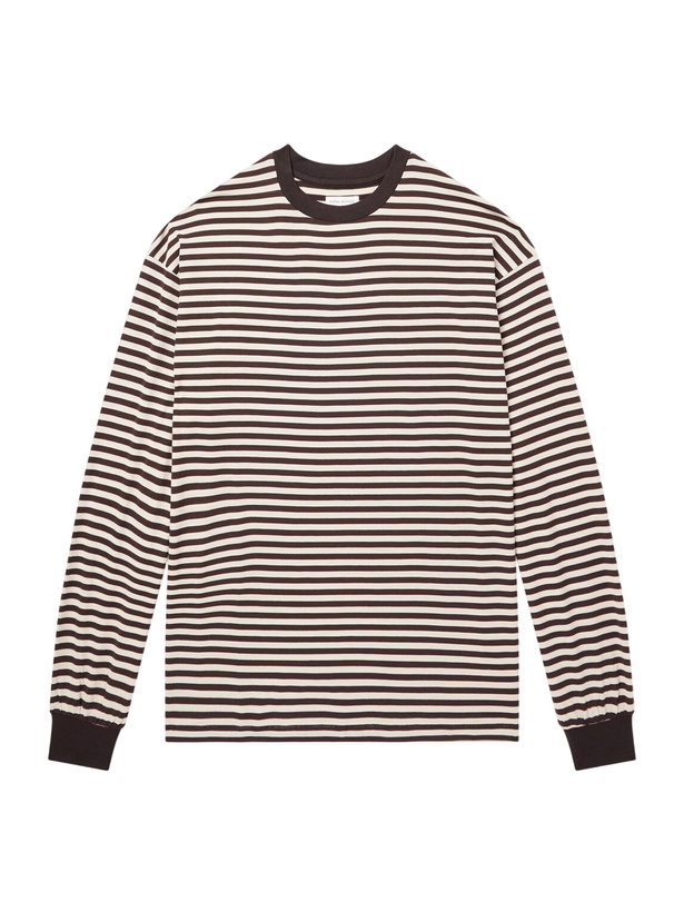 Photo: Kaptain Sunshine - Striped Wool-Jersey T-Shirt - Brown