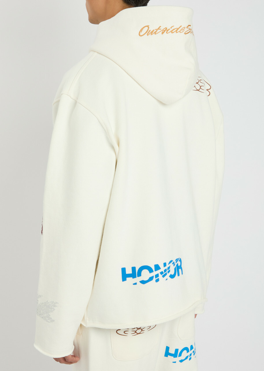 Honor The Gift 1988 Embroidered Hooded Cotton Sweatshirt White