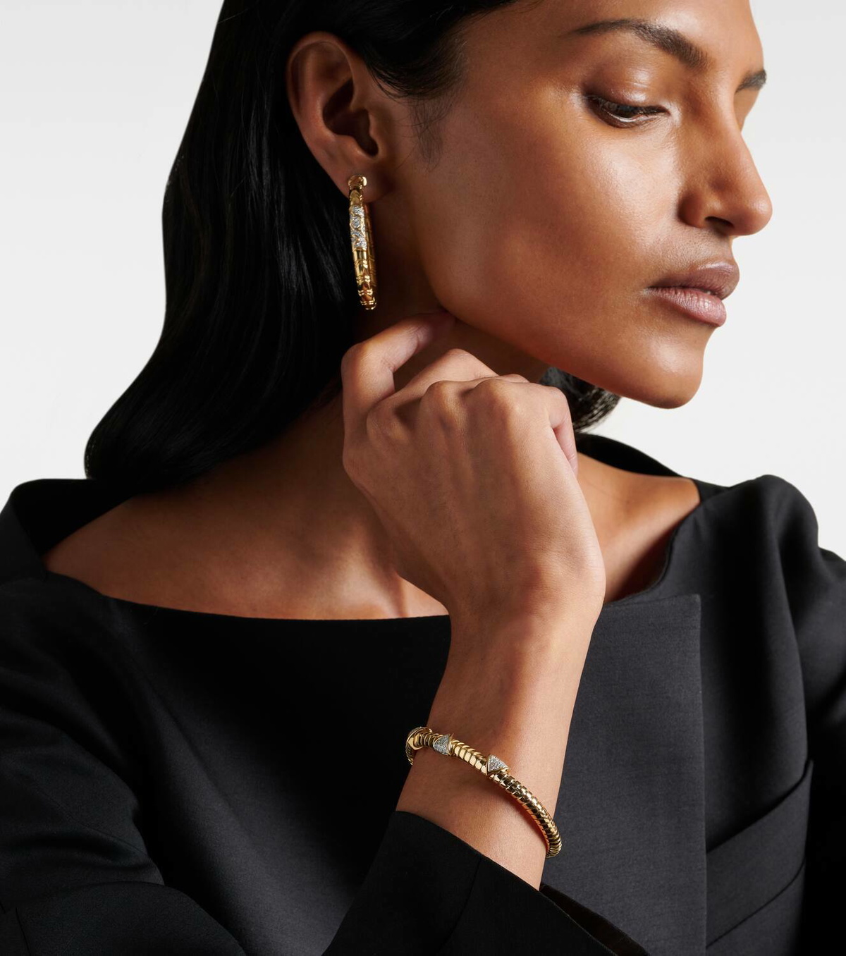 Marina B Trisolina Triple 18kt gold bangle with diamonds