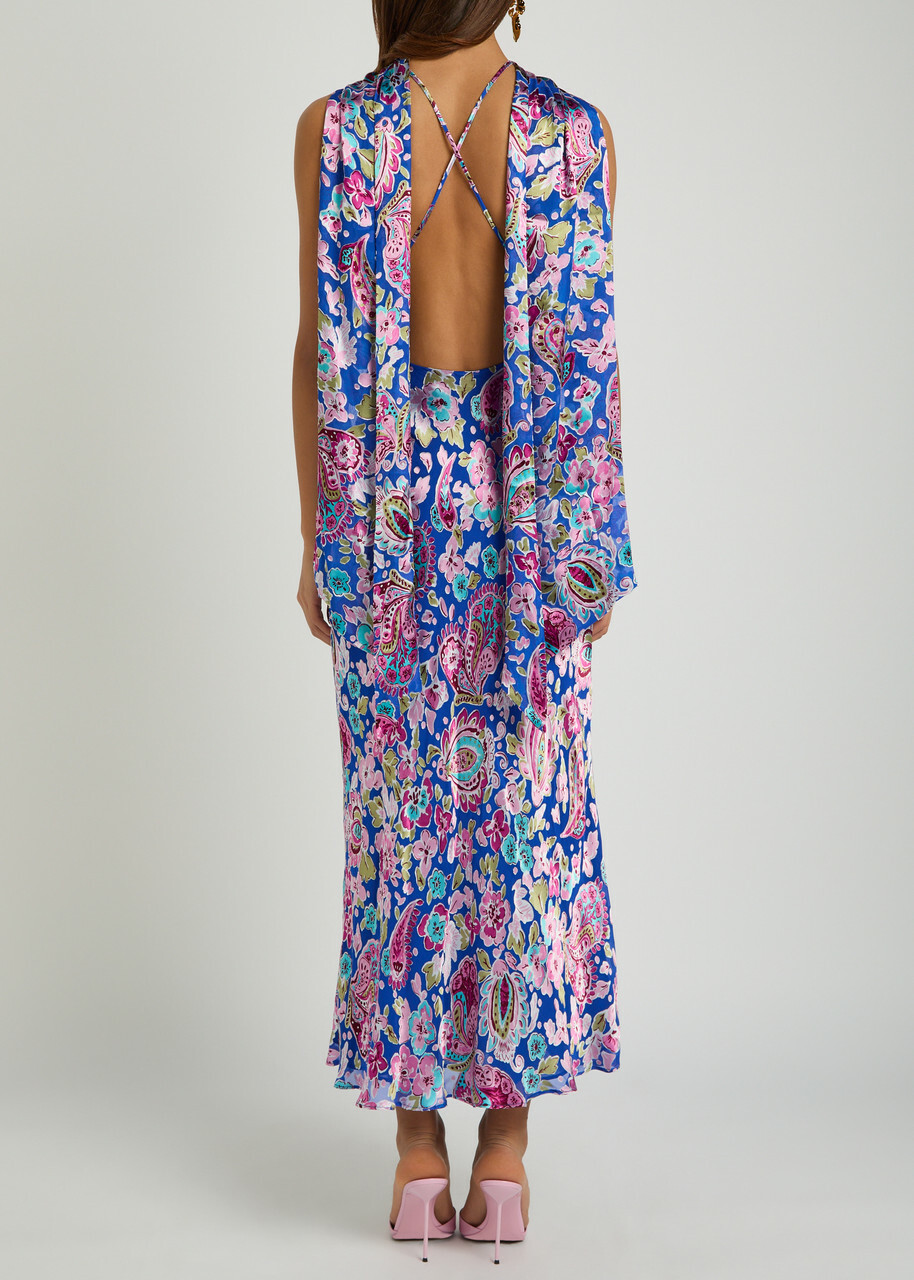 Rixo Hayley Scarf-effect Devoré Maxi Dress Multicoloured