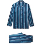 Derek Rose - Brindisi Striped Silk Pyjama Set - Blue