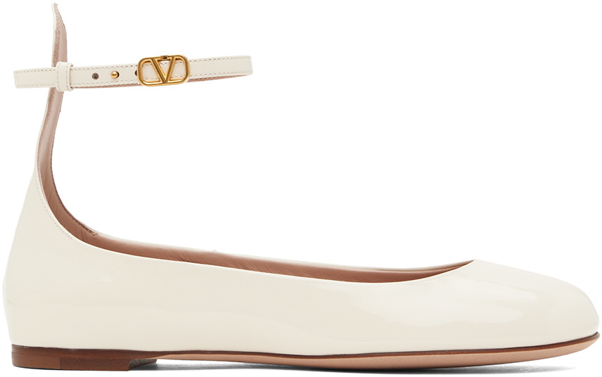 Valentino Garavani Off-White Tan-Go Ballerina Flats