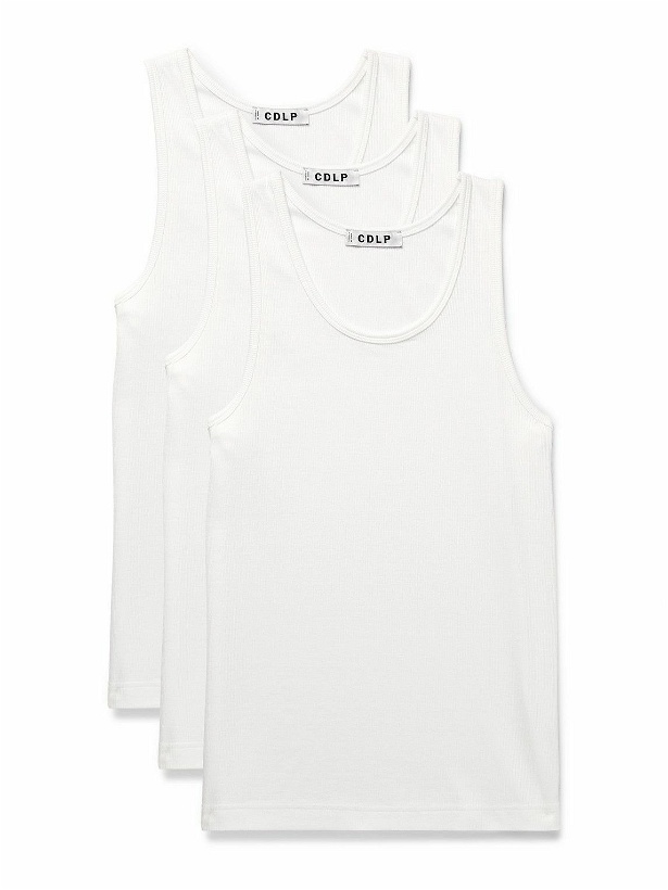 Photo: CDLP - Three-Pack Ribbed Stretch Lyocell and Cotton-Blend Jersey Tank Tops - White