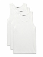CDLP - Three-Pack Ribbed Stretch Lyocell and Cotton-Blend Jersey Tank Tops - White