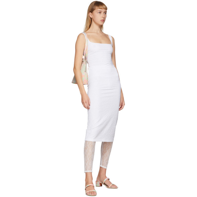 knee length dresses for ladies Horizon Strapless Textured Floral Midi Dress White XXL