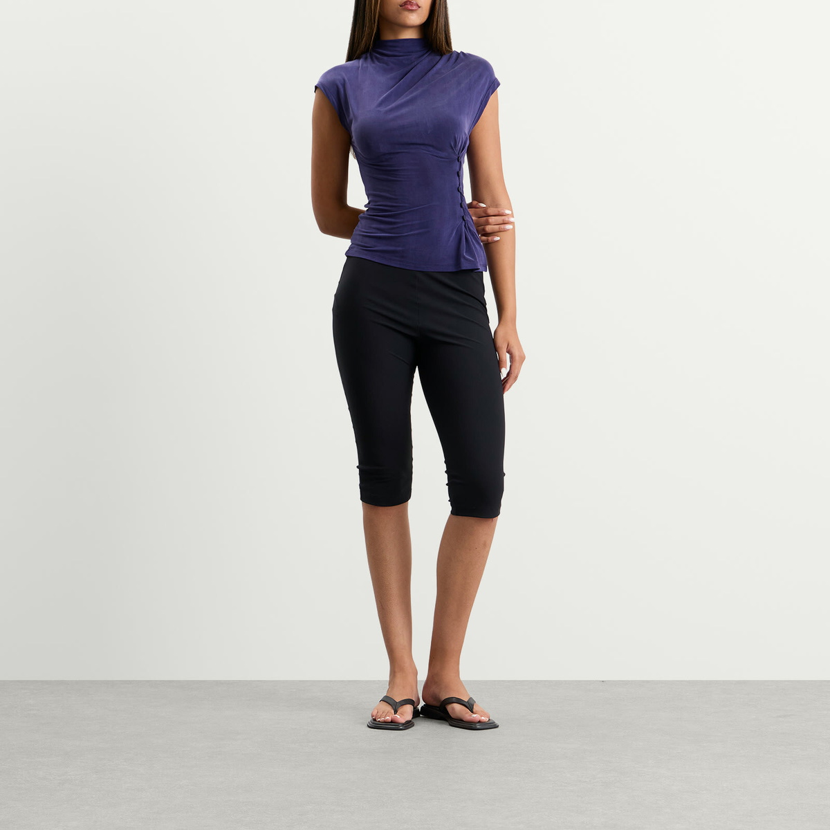 Peachy Den Women's Kylie Button Top in Aubergine
