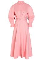 Rebecca Vallance Dianthe Belted Stretch Cotton-poplin Midi Shirt Dress Pink