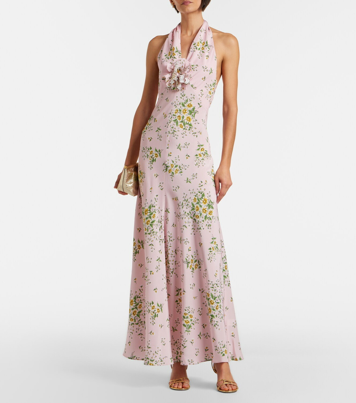 Rodarte Floral-appliqué floral silk crêpe gown