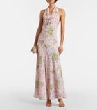 Rodarte Floral-appliqué floral silk crêpe gown