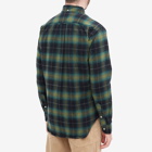 Gitman Vintage Men's Button Down Shaggy Flannel Check Shirt in Navy Melange