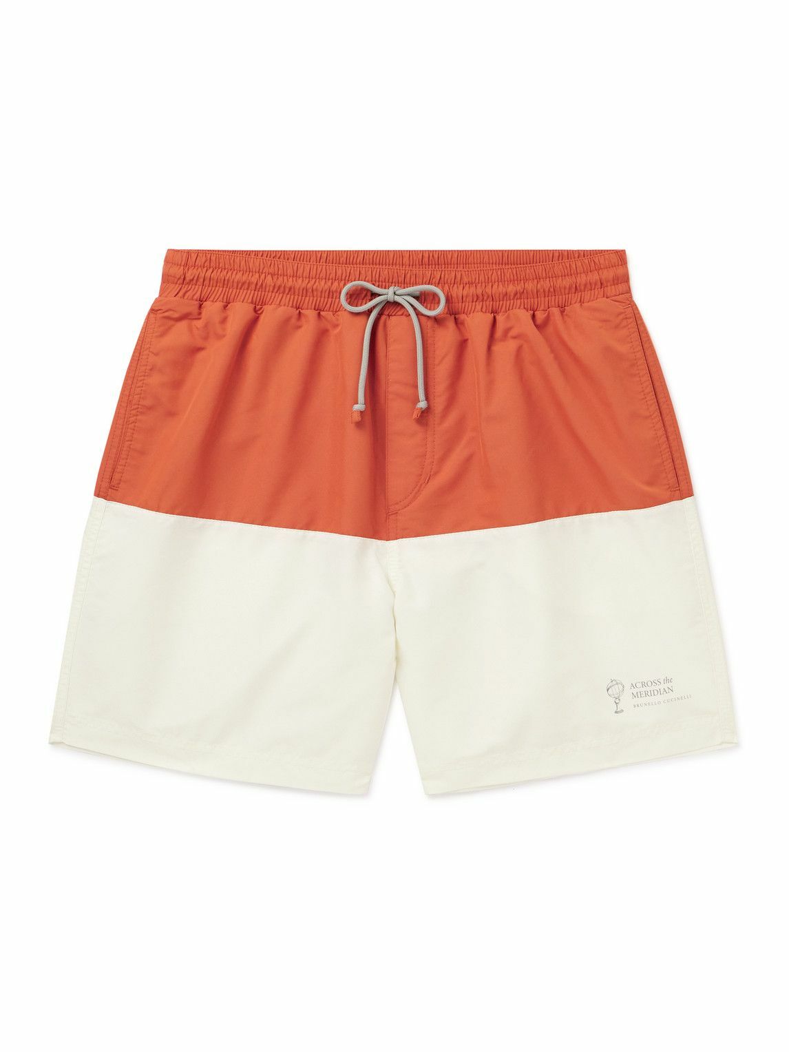 Brunello Cucinelli - Long-Length Colour-Block Swim Shorts - Orange ...