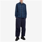 Universal Works Men's Shadow Check Square Pocket Shirt in Navy