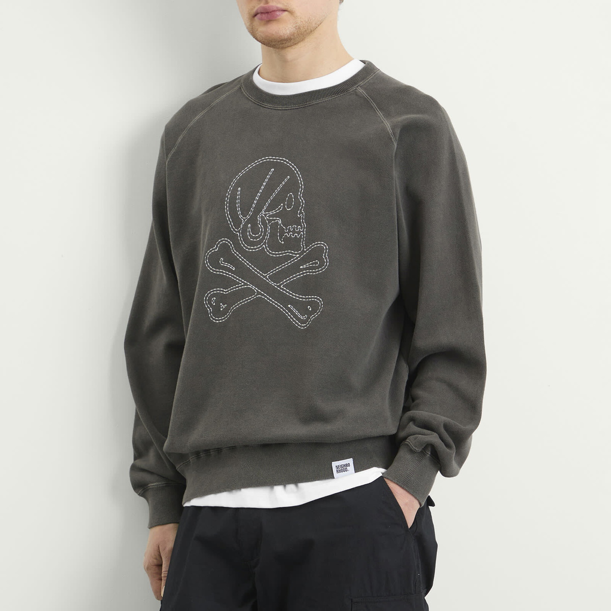 Neighborhood Men's Pigment Dyed Sweat Shirt in Black Neighborhood