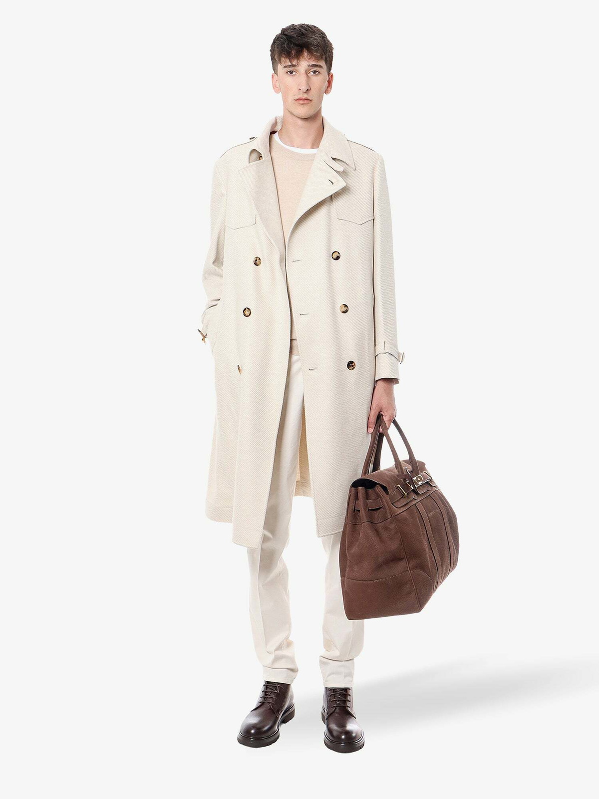 【送料&関税込】Brunello Cucinelli Coat With Belt BRUNELLO CUCINELLI Double-Breasted Belted Padded Suede