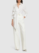 ALBERTA FERRETTI Split Cotton Gabardine Wide Pants