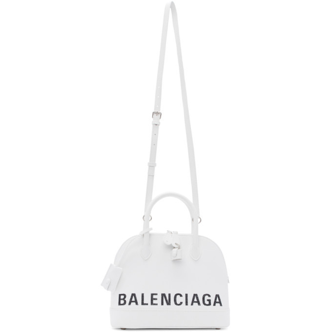 Balenciaga Ville Top Handle Shoulder Bag in White/Pink Calfskin