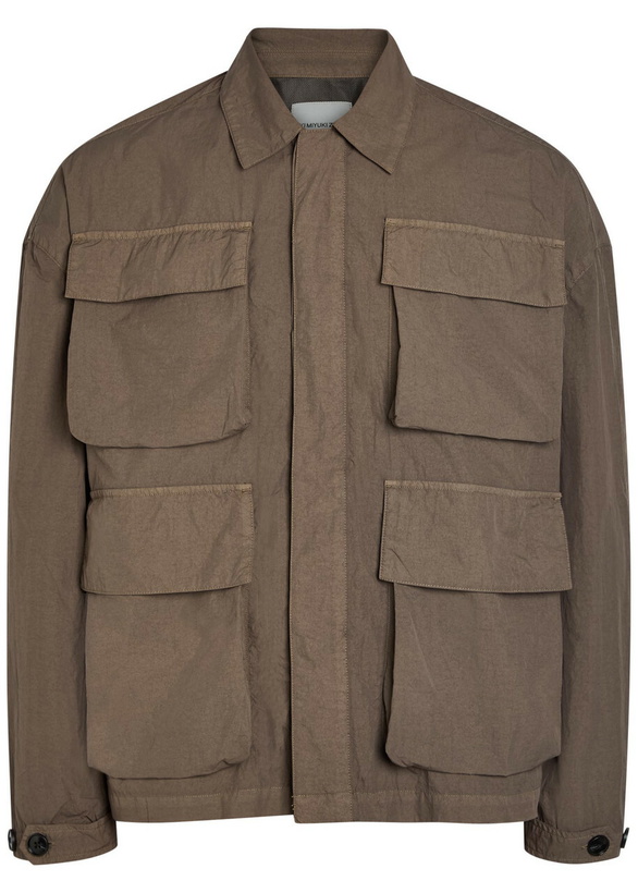 Photo: Mki Miyuki Zoku Crinkled Nylon Overshirt Khaki