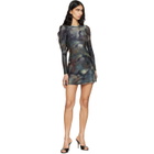 Diesel Blue & Brown Printed Crystal Details Minidress