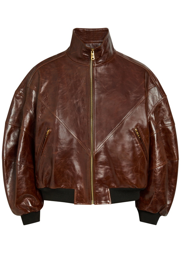 Photo: Willy Chavarria Quilted Leather Bomber Jacket Brown