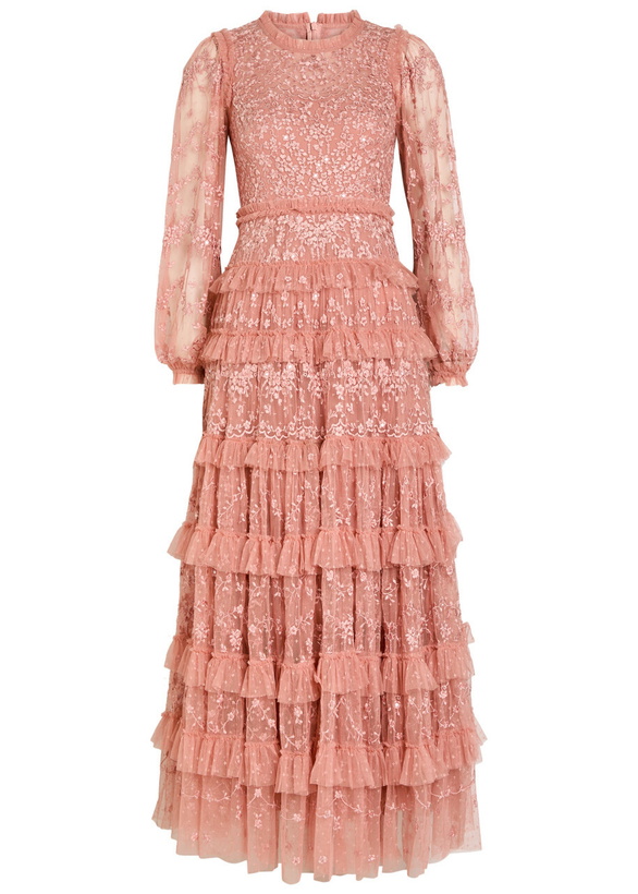 Photo: Needle & Thread Blossom Floral-embroidered Tulle Gown Pink