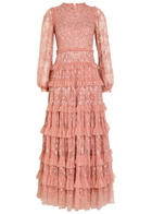 Needle & Thread Blossom Floral-embroidered Tulle Gown Pink