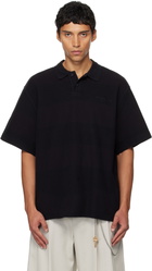 Alexander Wang Black Rib Short Sleeve Polo