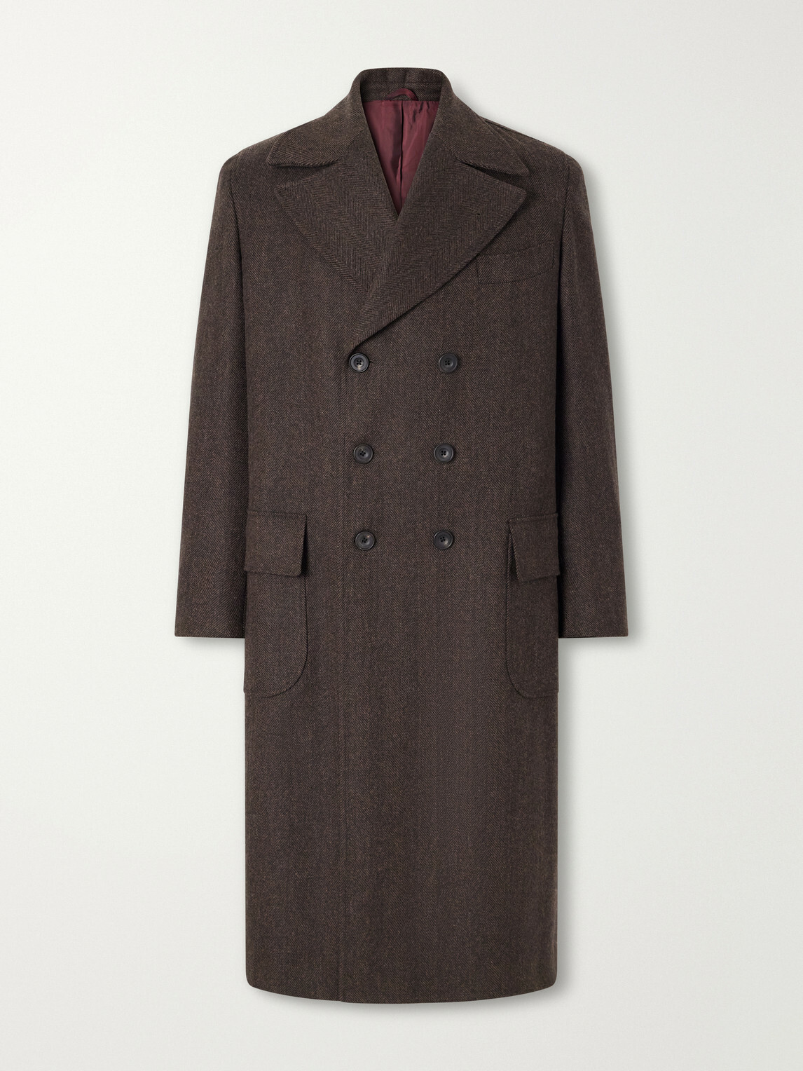 Rubinacci - Double-Breasted Herringbone Virgin Wool Twill Coat - Brown