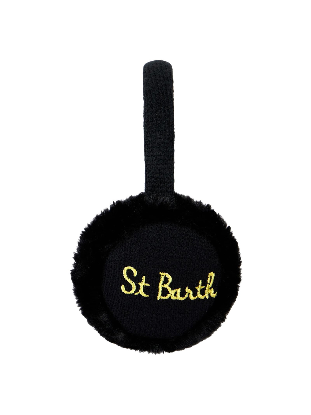 MC2 Saint Barth Woman Black Tricot Earmuffs With Furry Details