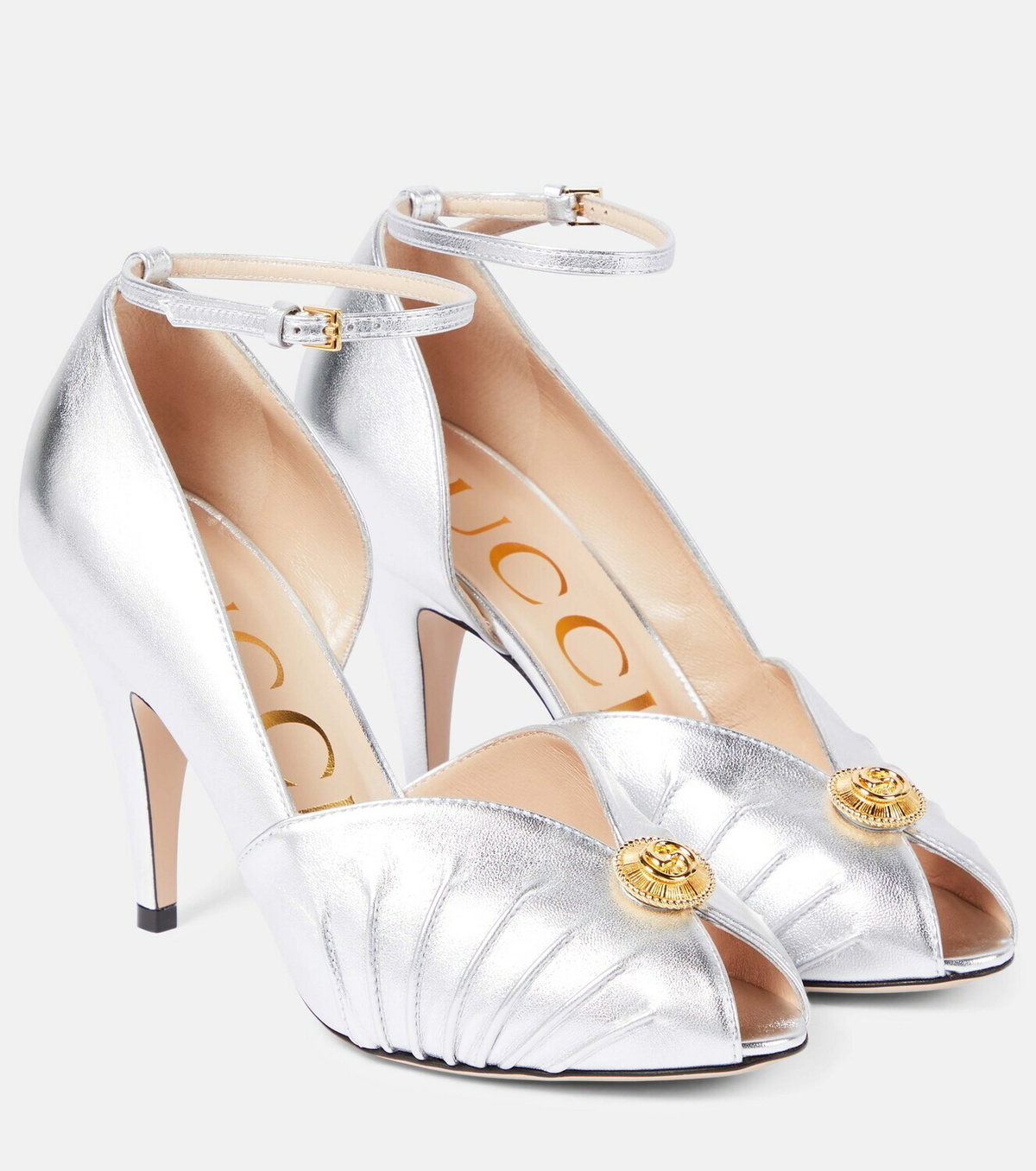 Gucci Interlocking G leather peep toe pumps